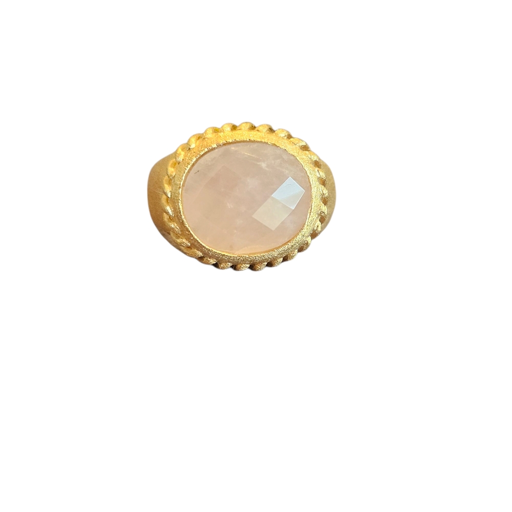 NWT - 18k Clad Gold and Rose Quartz Stone Ring - Size 8 - Picture 5 of 9
